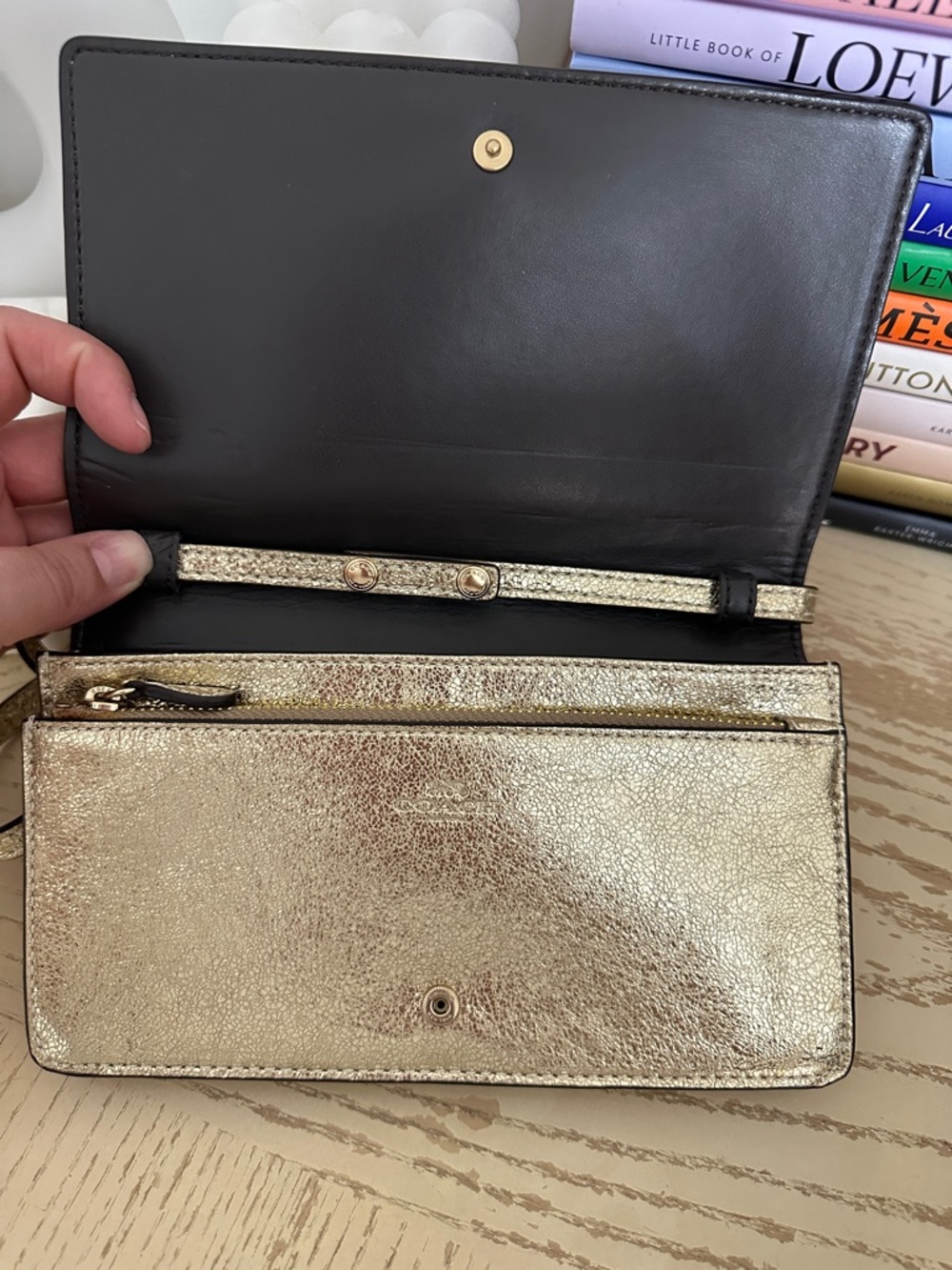 Coach Metallic Gold Crossbody Wallet with Long Strap - Picture 7 of 7